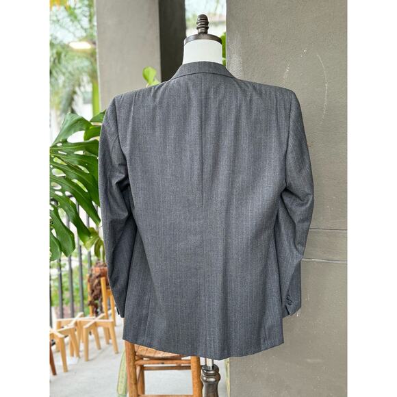 Vintage Christian Dior Union Made USA Men’s 44R 100% Wool Gray Stripe Sport Coat - Picture 2 of 11